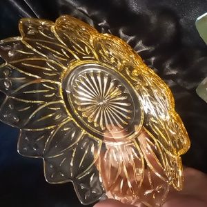 Vintage yellow federal glass bowl 1940s serving bowl large. Carnival glass maker